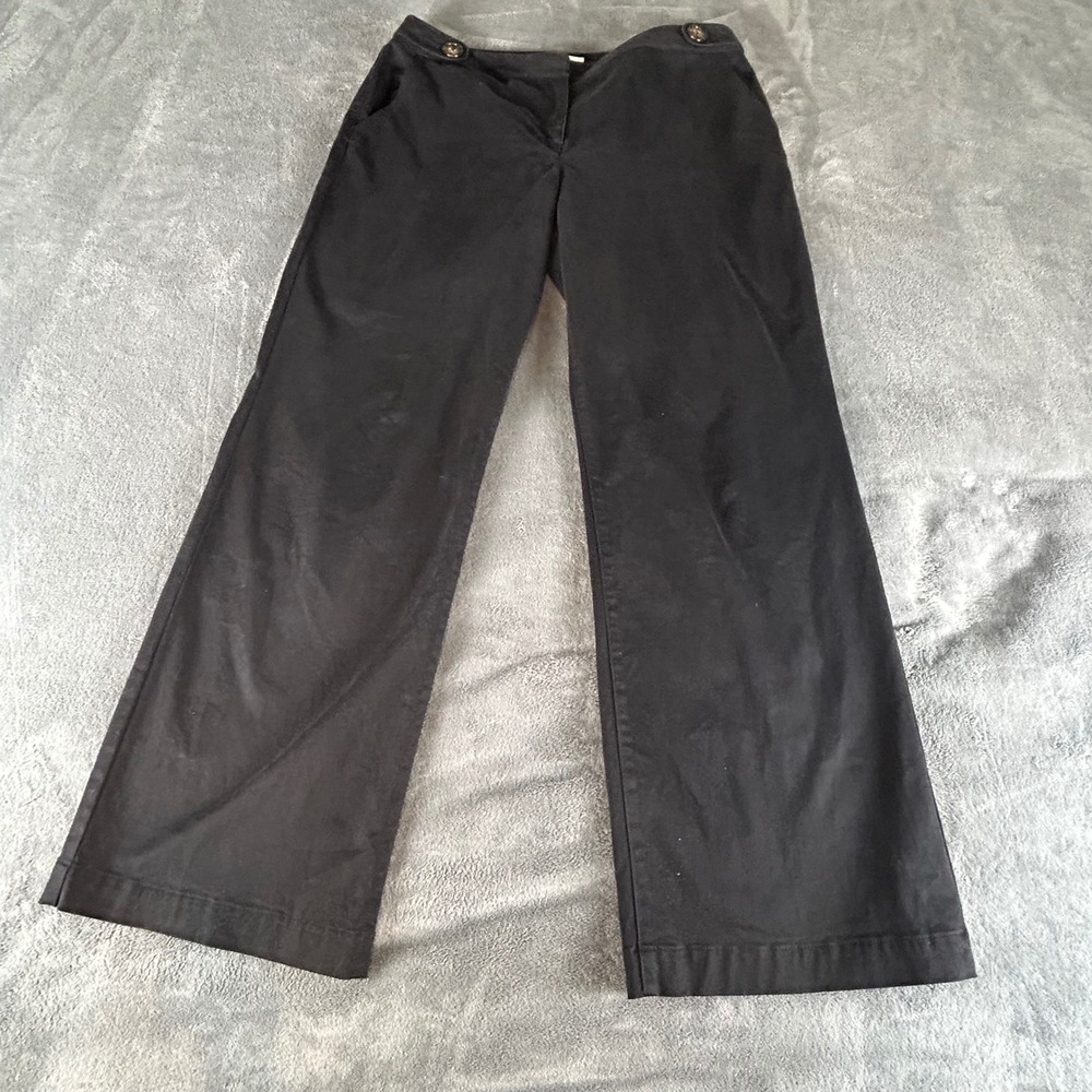 Talbots Vintage Black Wide Leg Stretch Cotton Trousers Pants Size 14